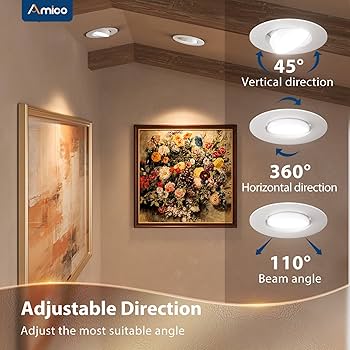 Amico 5/6 Inch Retrofit Eyeball Gimbal Can Lights 6 Pack